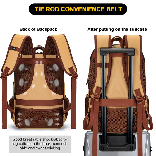 Tzowla Canvas Laptop Backpack, Bag for Men Women,Travel Work Rucksack Fits 15.6 Inch Laptop,Bookbag with USB Charging Port-Yellow