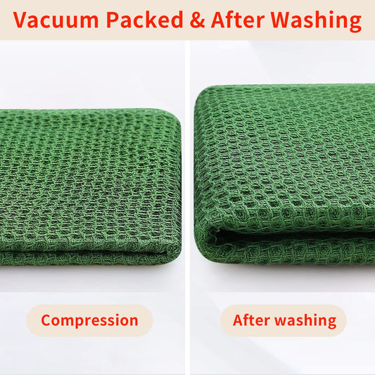 100% Cotton Waffle Weave Kitchen Dish Cloths, Ultra Soft Absorbent Quick Drying Dish Towels, 12 x 12 Inches, 12-Pack, Grass Green