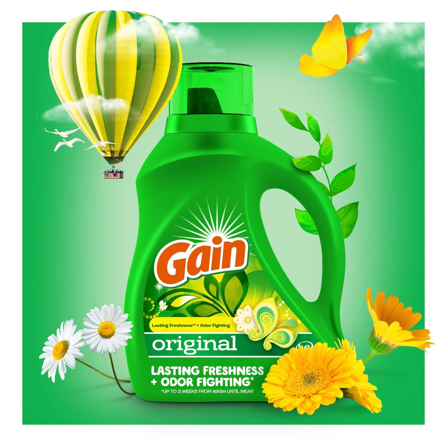 Gain Liquid Laundry Detergent, Original Scent, 194 fl oz, 134 loads, Freshness + Odor Fighting, Laundry Detergent Liquid Soap
