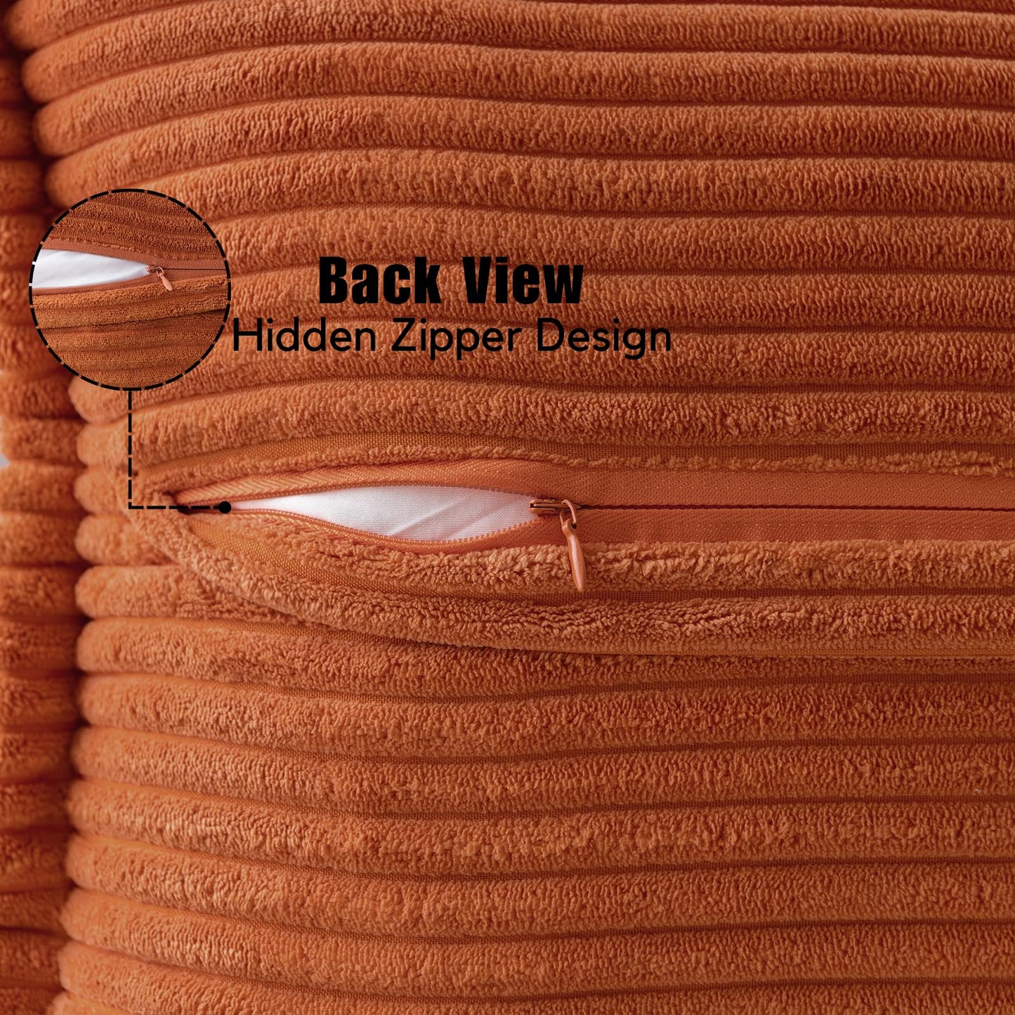 2 Packs Throw Pillow Covers Corduroy,Decorative Lumbar Pillow Covers, JOMWEN Super Soft Boho Striped Cushion Covers for Couch Bed Sofa Livingroom (Burnt Orange, 50 x 30 cm)