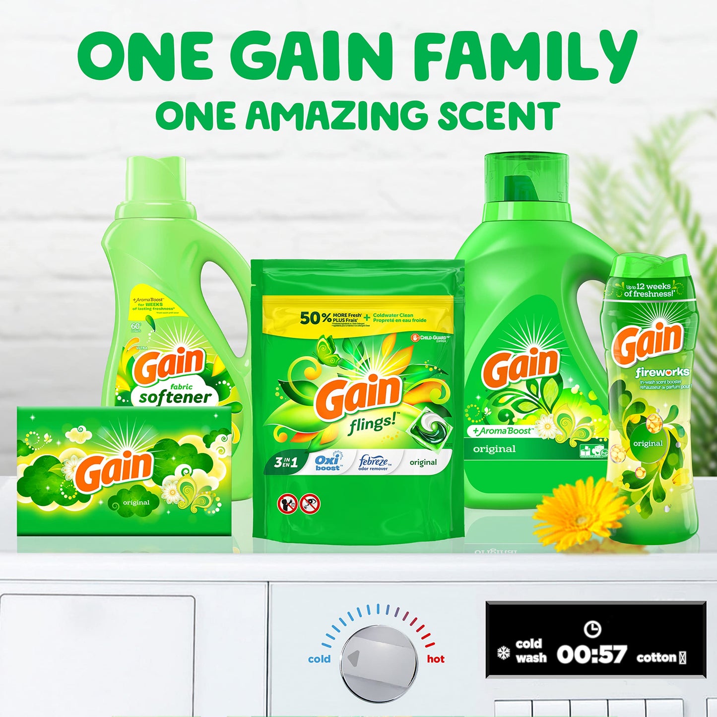 Gain flings Laundry Detergent Soap Pacs, HE Compatible, 31 Count, Long Lasting Scent, Original Scent