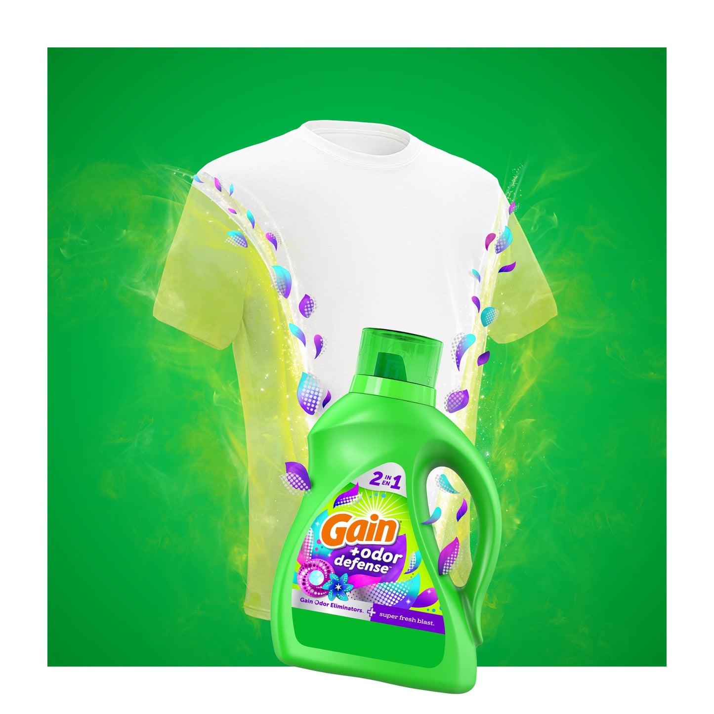 Gain + Odor Defense Liquid Laundry Detergent, Super Fresh Blast Scent, 88 Oz, 61 Loads, HE Compatible (Pack of 2)