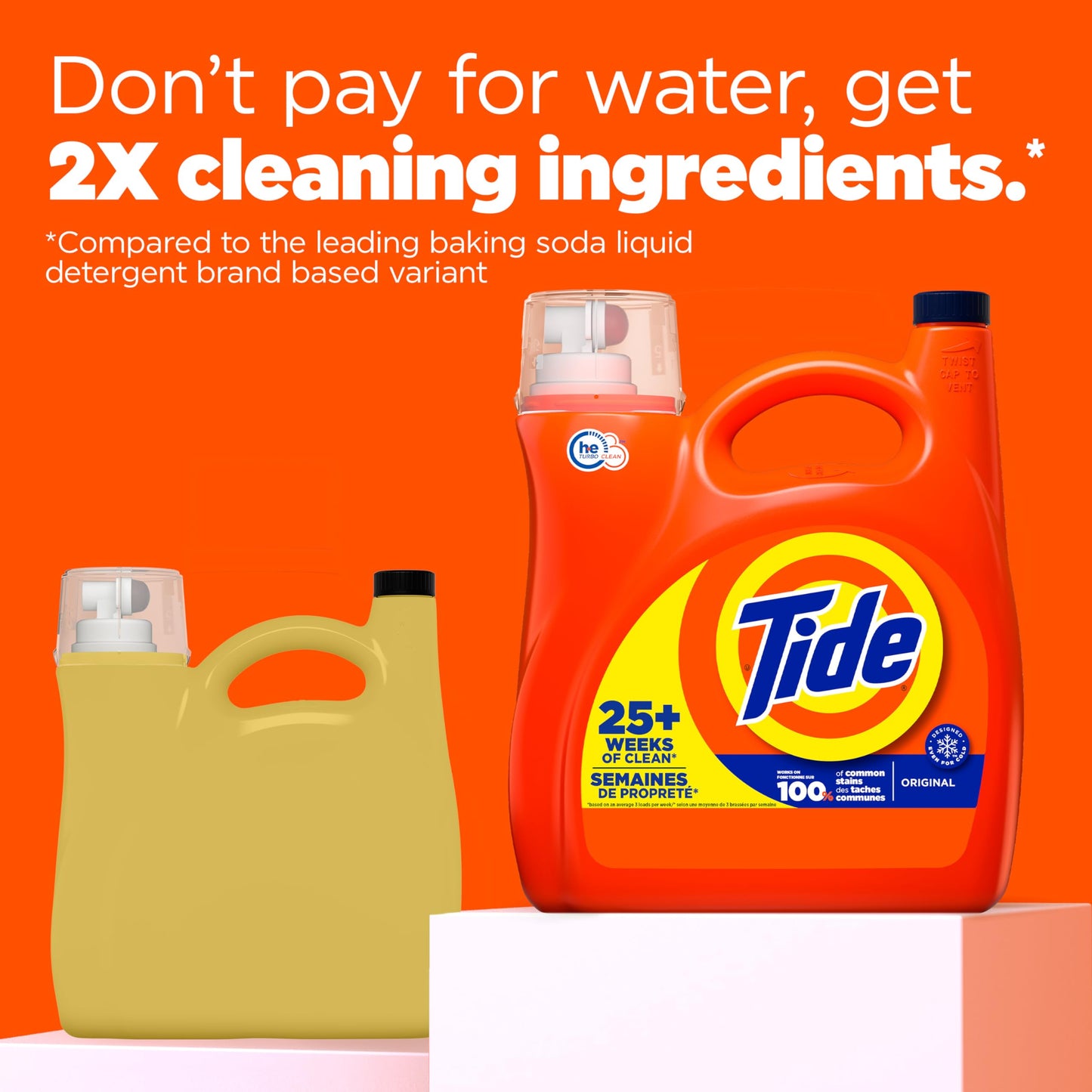 Tide Free & Gentle Liquid Laundry Detergent, 100 loads, 4.31L, HE Compatible & Liquid Laundry Detergent, Original, 100 loads, 146 fl oz, HE Compatible