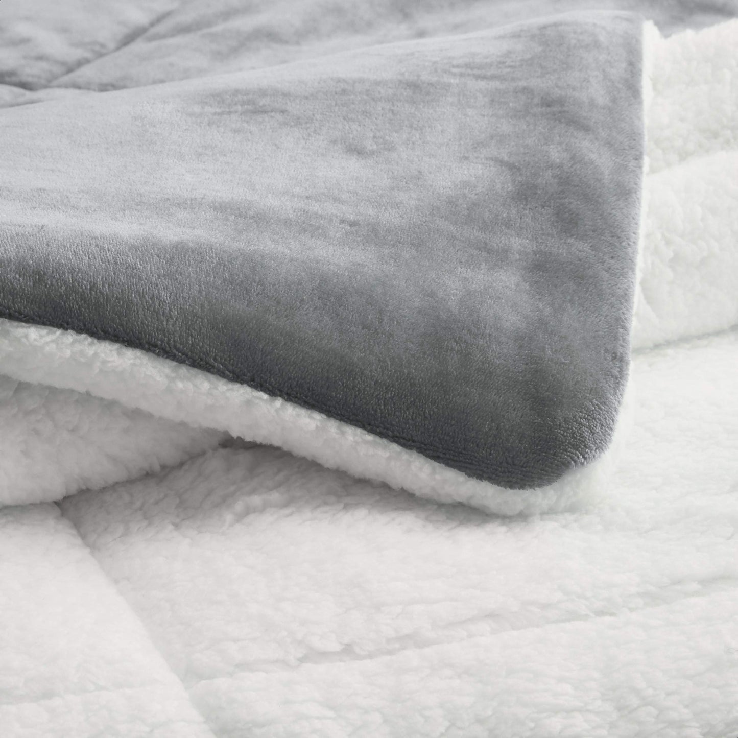 Ultra-Soft Micromink Sherpa Comforter Bed Set - Charcoal, King