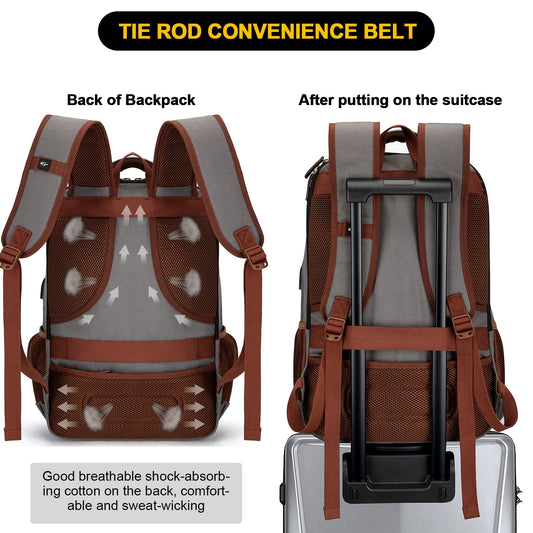 Tzowla Canvas Laptop Backpack, Bag for Men Women,Travel Work Rucksack Fits 15.6 Inch Laptop,Bookbag with USB Charging Port-Khaki