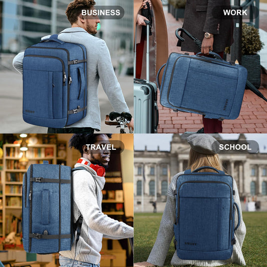 Carry On Backpack, Extra Large 50L Travel Backpack for Men & Women, Expandable Backpack For Airplanes, 17 Inch Laptop Backpack, Luggage Backpack 40L Daypack Lightweight Business Weekender Bag, Blue