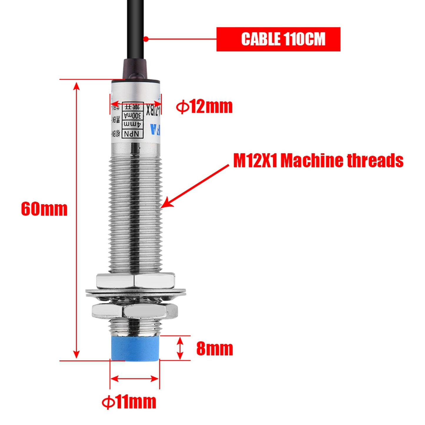 LJ12A3-4-ZBX DC 3-wire NPN 6-36V M12 Inductance Proximity Approach Switch for 3D Printer