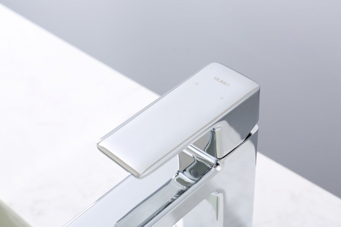 Chrome Single Hole Bathroom Faucet,Laundry Vanity Sink Faucet With Two 9 16 Hoses