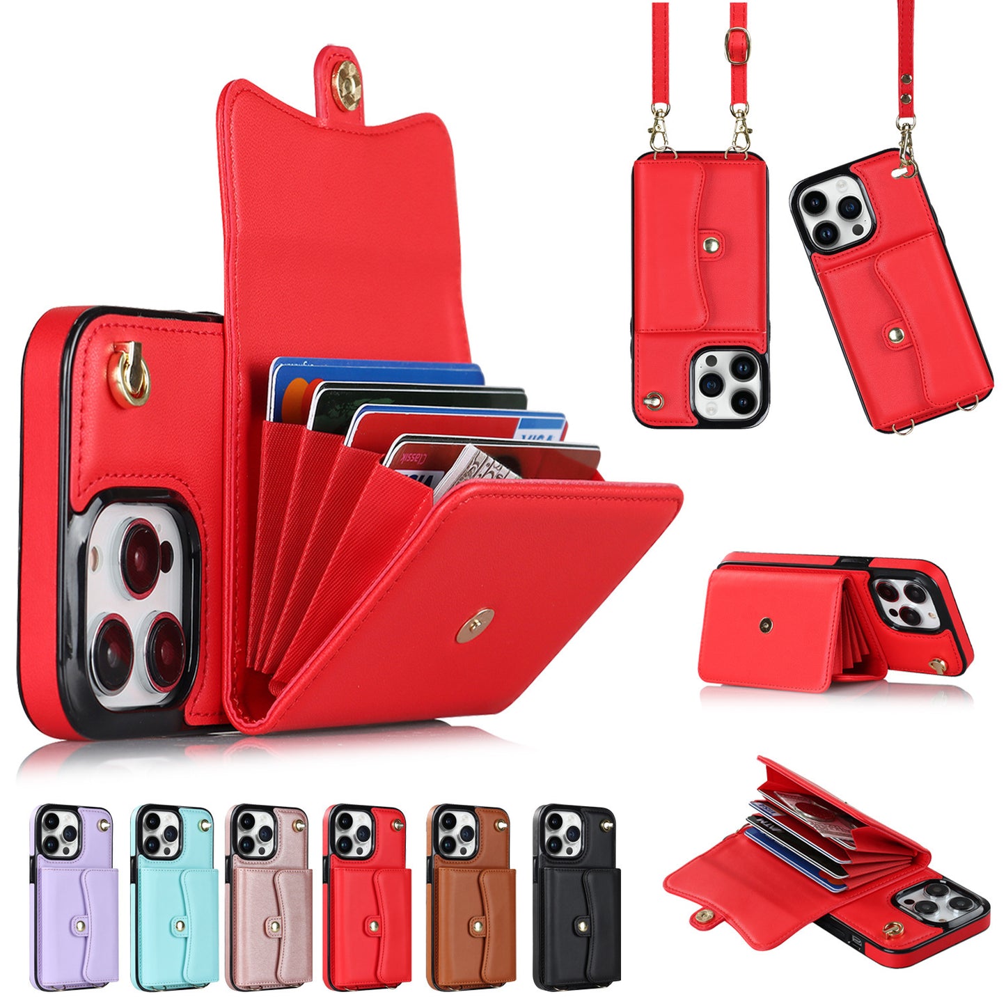 Crossbody Card Holder Phone Case Multi-function