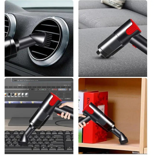 Wired Red And Silver Car Vacuum Cleaner  Home Handheld Mini Desktop Vacuum Cleaner Portable