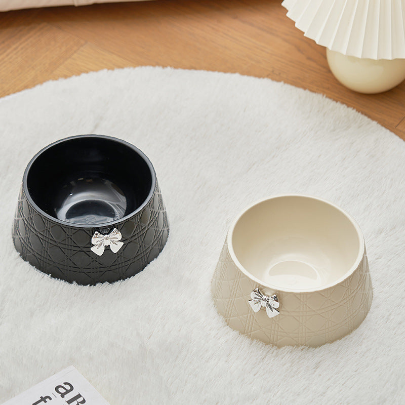 Pet Food and water Bowls with Lovely Bowknot