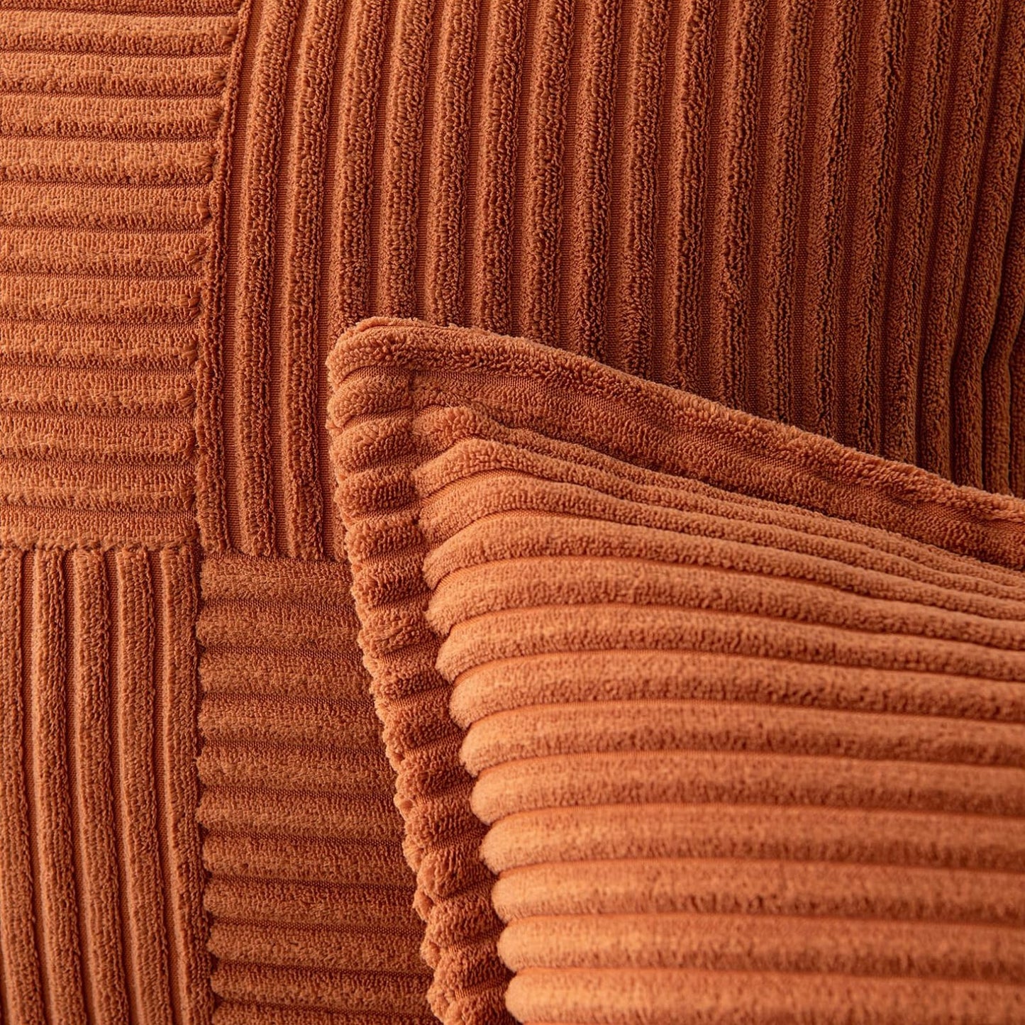 2 Packs Throw Pillow Covers Corduroy,Decorative Lumbar Pillow Covers, JOMWEN Super Soft Boho Striped Cushion Covers for Couch Bed Sofa Livingroom (Burnt Orange, 50 x 30 cm)