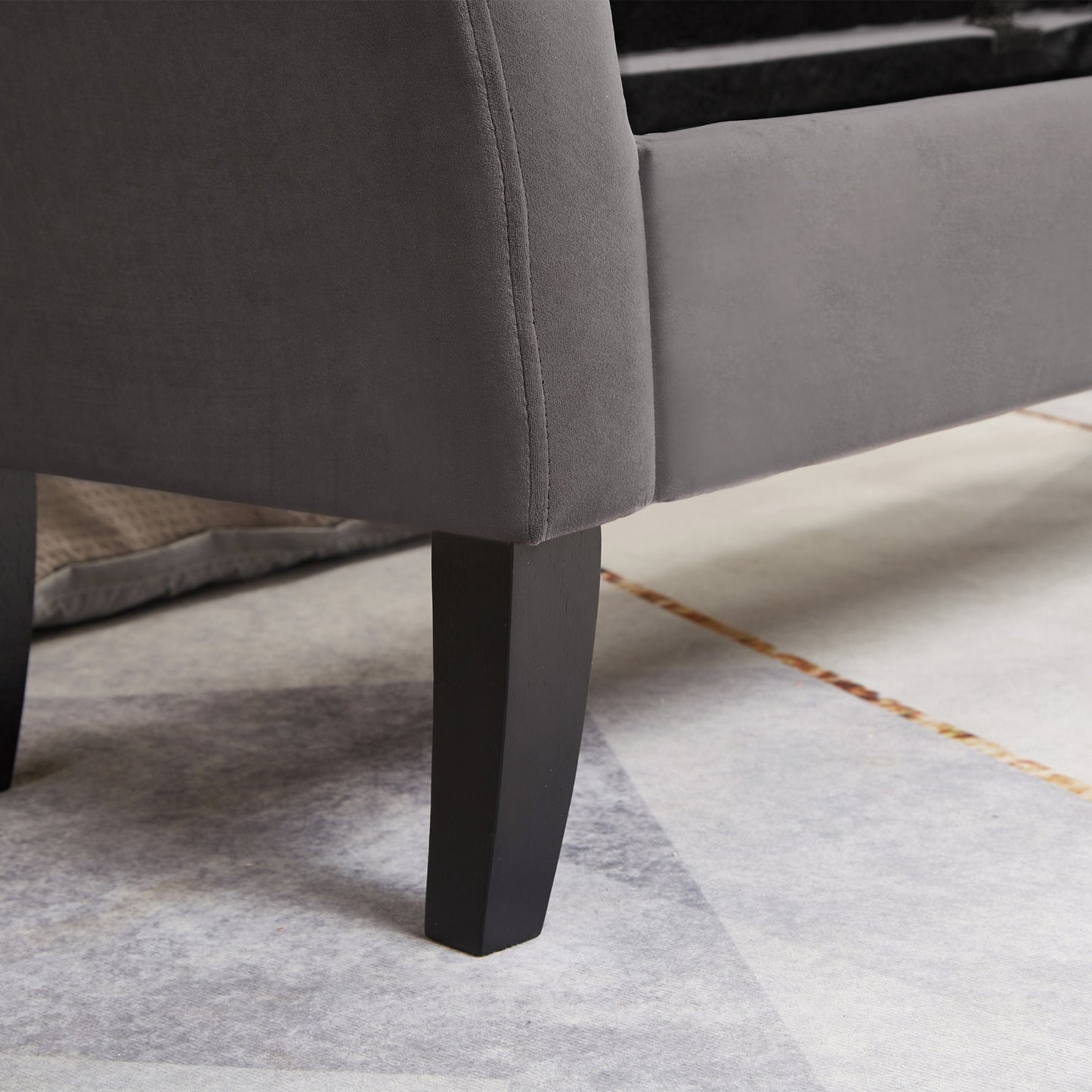 51.5 Bed Bench With Storage Grey Velvet