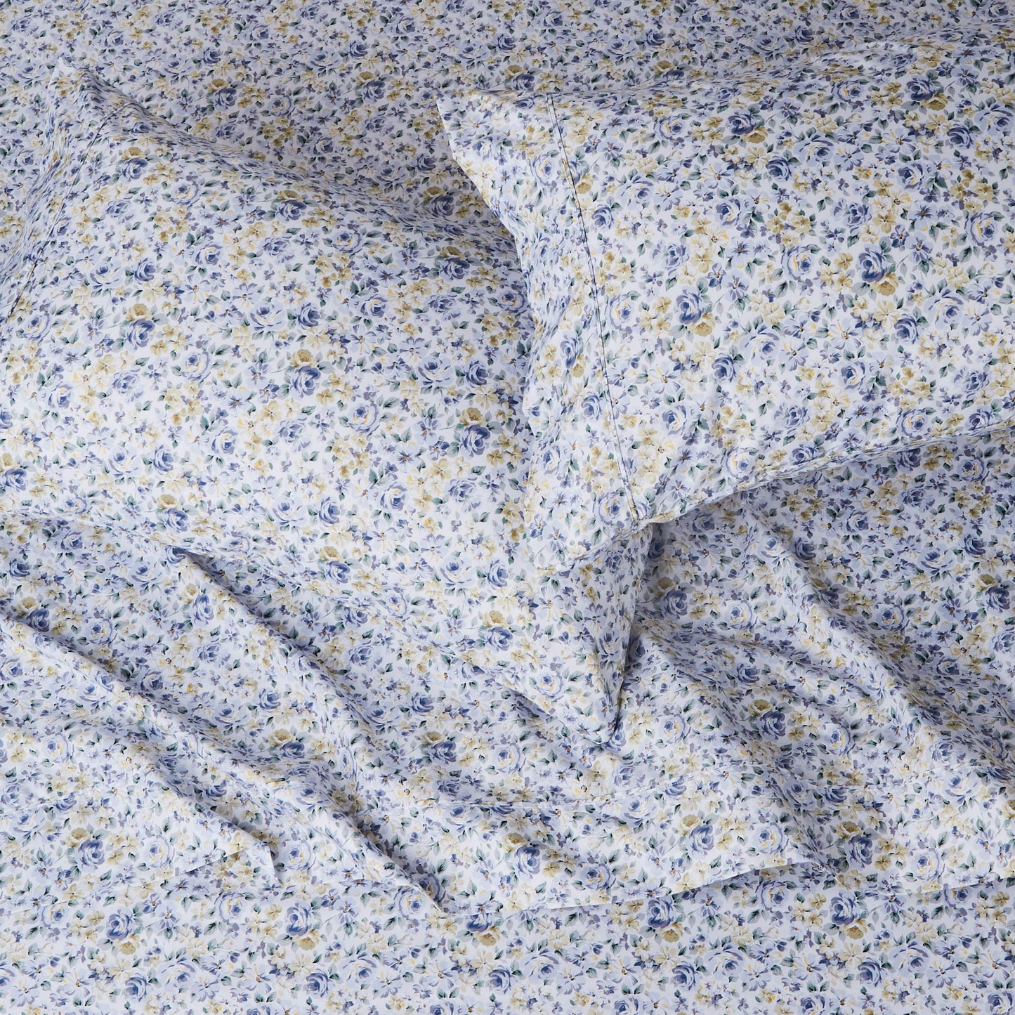 Lightweight Super Soft Easy Care Microfiber 4 Piece Bed Sheet Set With 14-inch Deep Pockets, Queen, Blue Floral,Printed