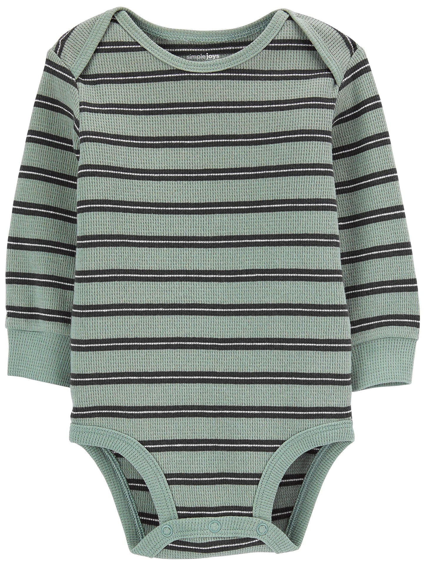 Simple Joys by Carter's Baby Boys' 4-Pack Long-Sleeve Thermal Bodysuits, Rust/Navy/Stripes, 12 Months