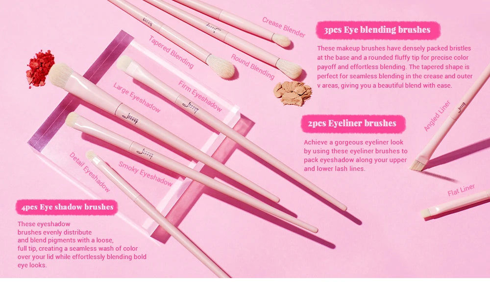 Jessup Pink Makeup Brushes Set 14Pcs Make up Brushes Vegan Foundation Blush Eyeshadow Powder Blending Brush with Gift Box,T495-G