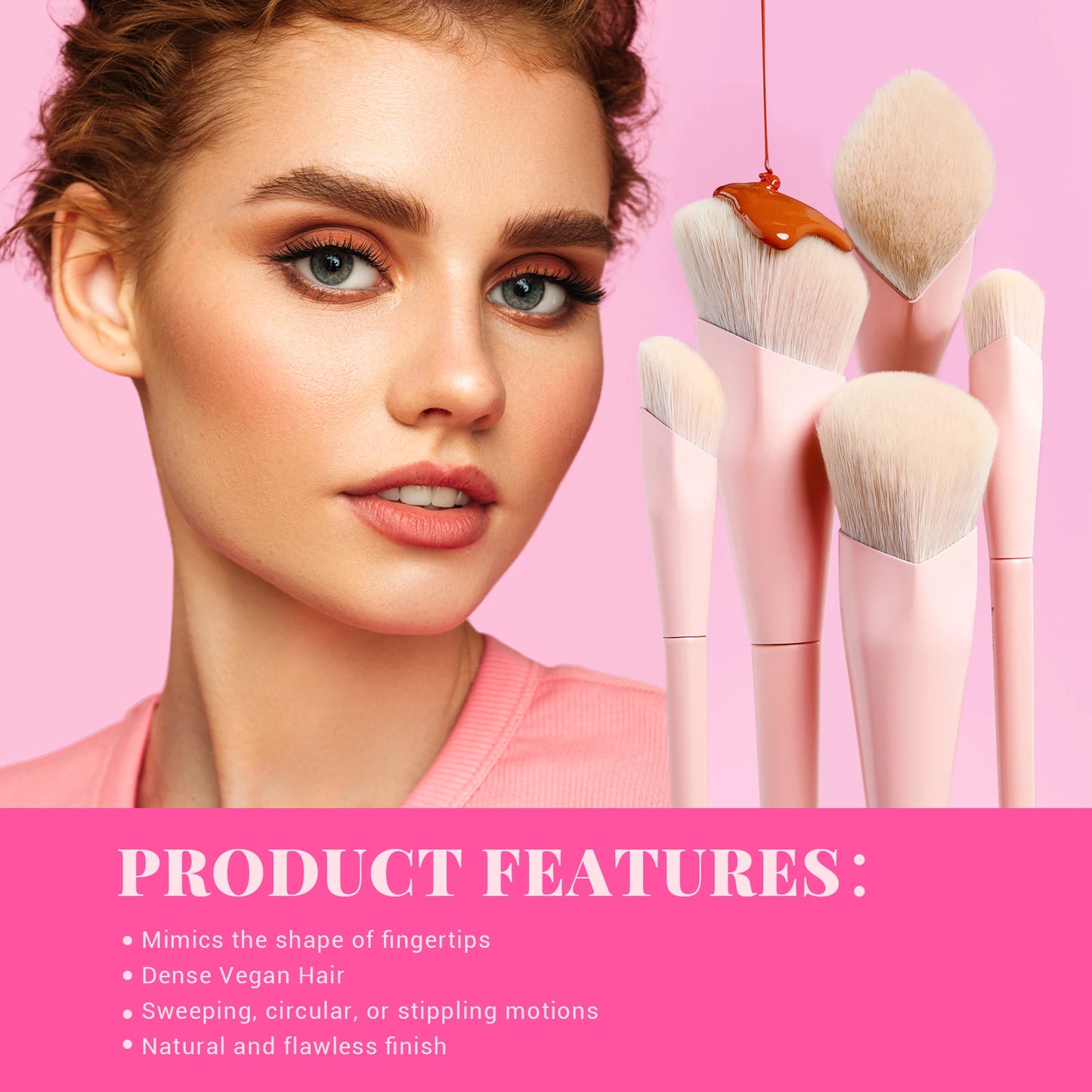 Jessup Pink Makeup Brushes Set 14Pcs Make up Brushes Vegan Foundation Blush Eyeshadow Powder Blending Brush with Gift Box,T495-G