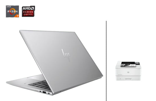 HP ZBook Firefly 14 inch G11 Mobile Workstation PC, Silver + HP LaserJet Pro 4001dn Printer A71DMPT-BN4