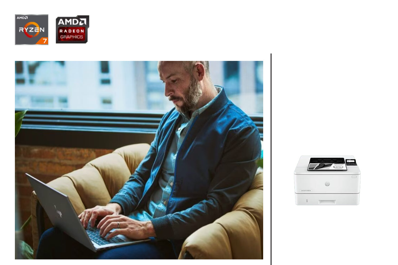 HP ZBook Firefly 14 inch G11 Mobile Workstation PC, Silver + HP LaserJet Pro 4001dn Printer A71DMPT-BN4