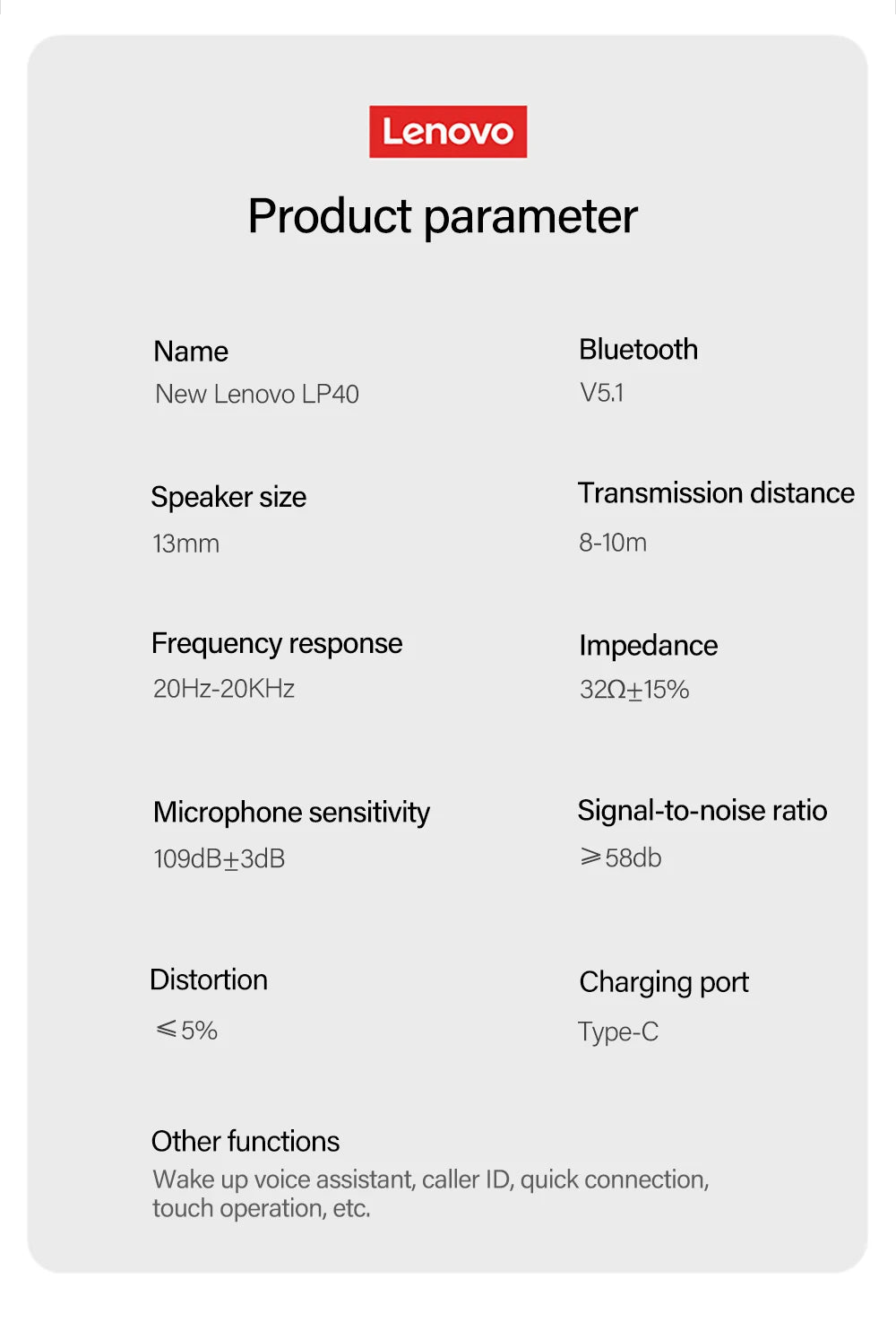 Original Lenovo Thinkplus LivePods LP40pro TWS Semi-in-ear Ergonomic 5.1 Bluetooth Earphone Wireless Stereo Music Calls Headset