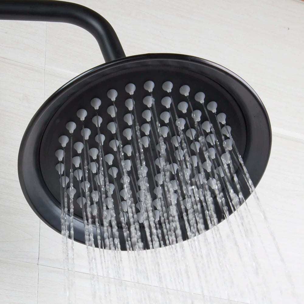 New Arrival Bathroom Black Shower Set doccia Wall Mounted 8" Rainfall Shower Mixer Tap Faucet with 3-functions Mixer Valve sets