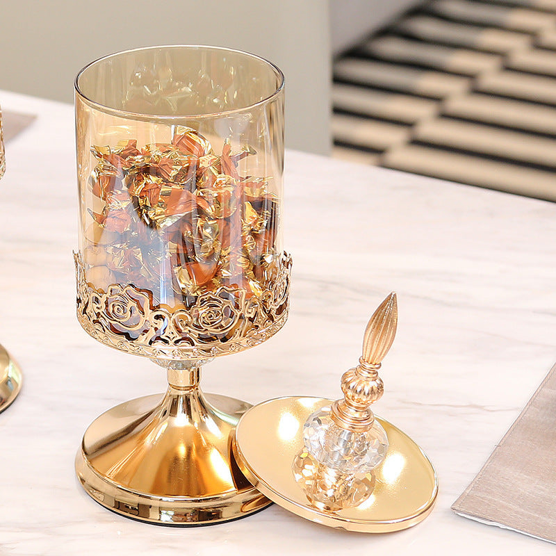 European Crystal Glass Storage Tank With Lid Decorative Ornaments