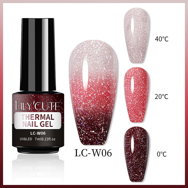 Temperature Change Glitter UV Polish Three-section Color Change