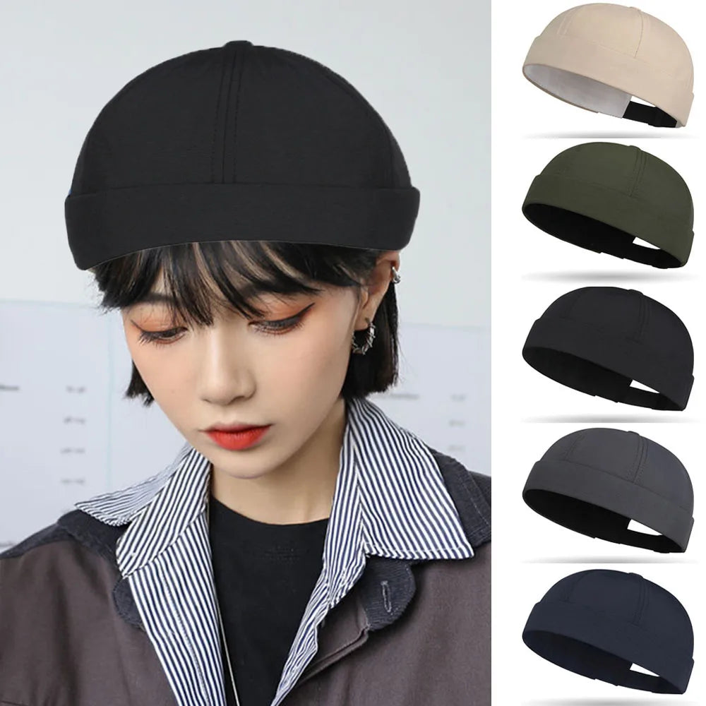Brimless Skullies Cap Vintage Cotton Men Adjustable Landlord Docker Cap Multipurpos Beanie Hats Streetwear Dome Hat Hip Hop Hats