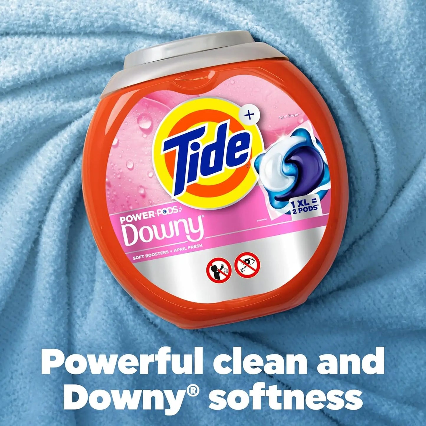 Power PODs 2-in-1 Laundry Detergent Pods with Downy Soft Boosters, Lasting Freshness with April Fresh Scent, 18/45/63 Count
