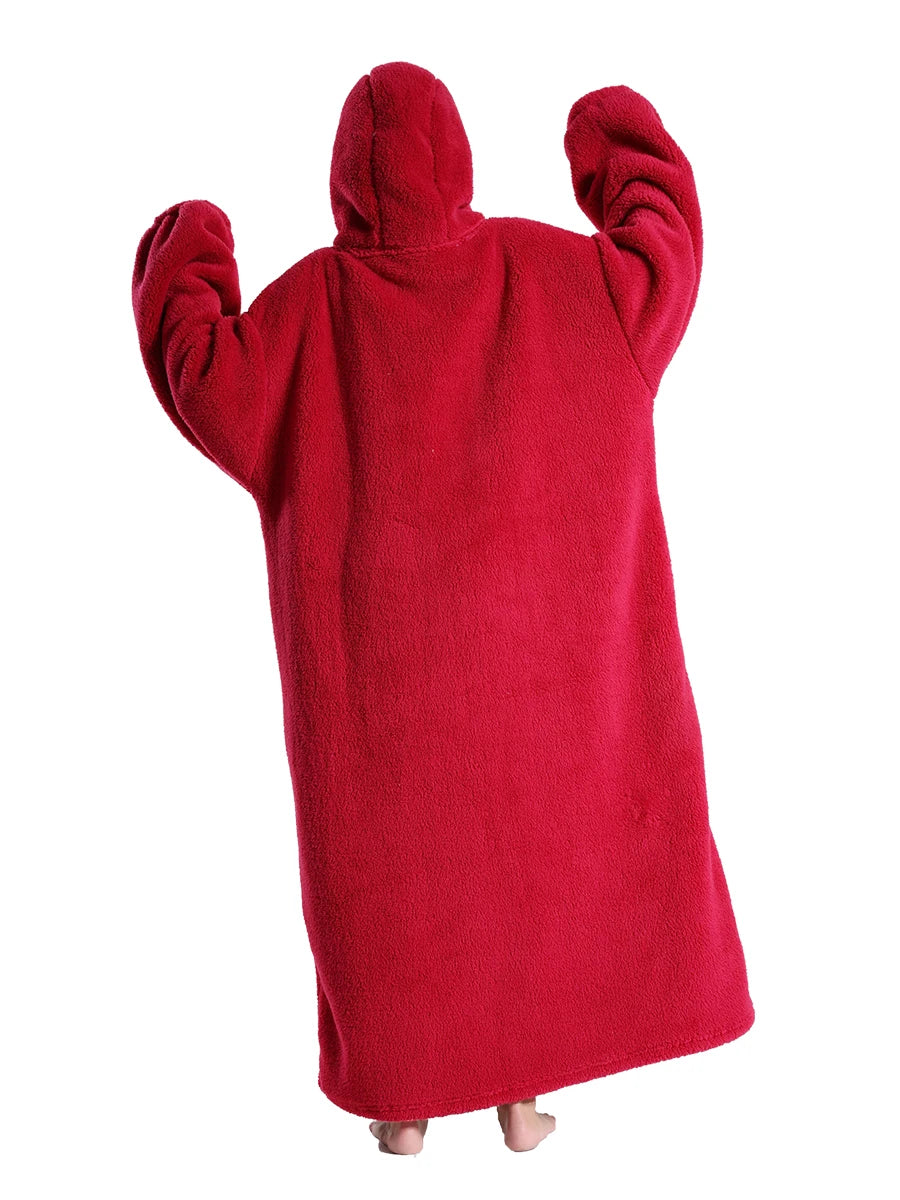 Adults Long Blanket with Sleeves Winter Hoodies Sweatshirt Plus Size Feminino Fleece Wearable Blanket Hoodie Oversized