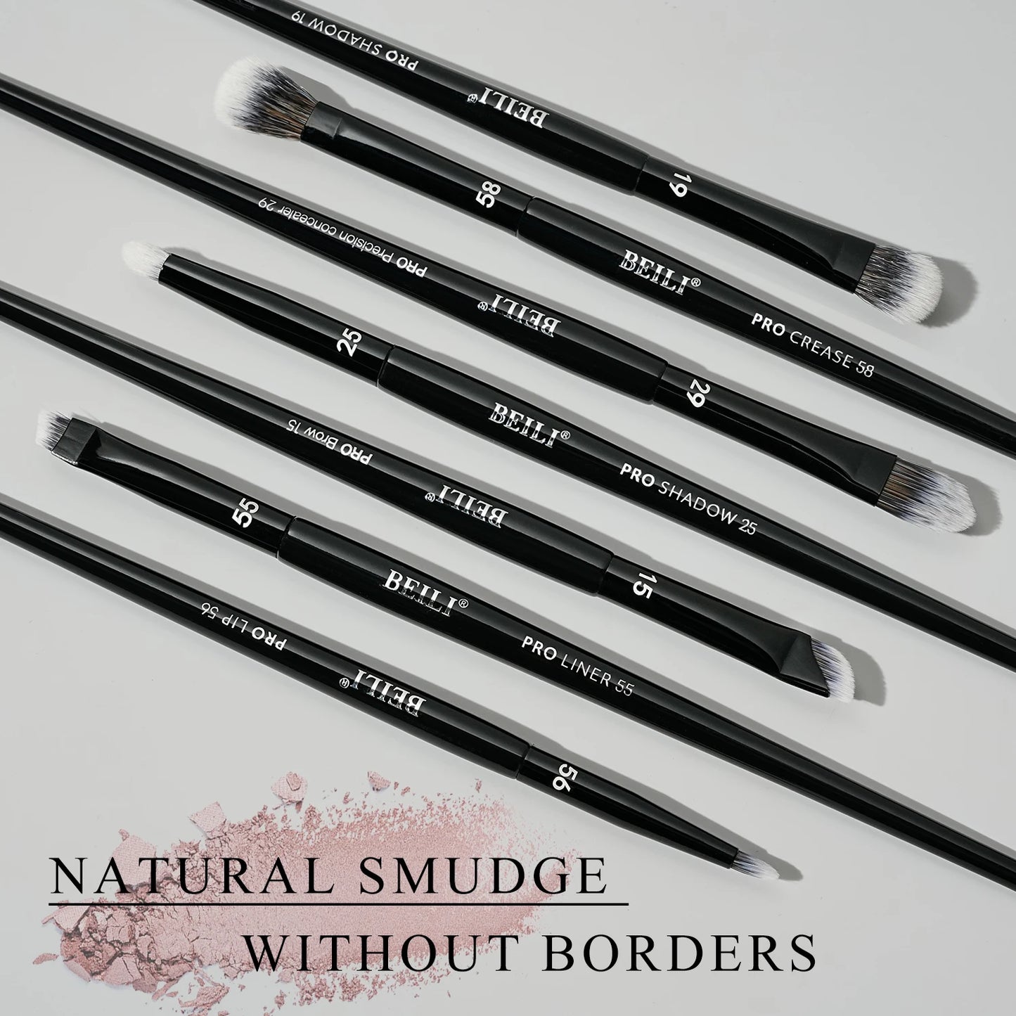 BEILI Black Makeup Brush Set 14 Pcs Vegan Pro Powder Foundation Eyeshadow Highlighter Concealer Blush Eyebrow Brushes Beauty Kit