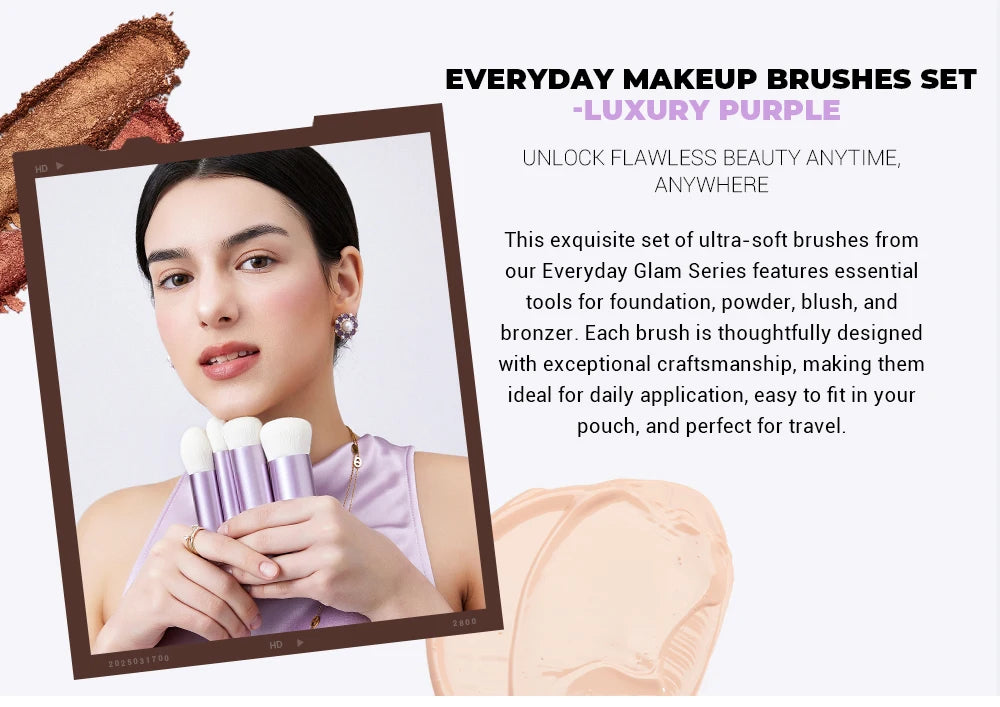 Jessup Makeup Brushes Set Face Kabuki Brush Foundation Contour Powder Complexion Blush Bronzer,Premium Synthetic, Luxury Purple