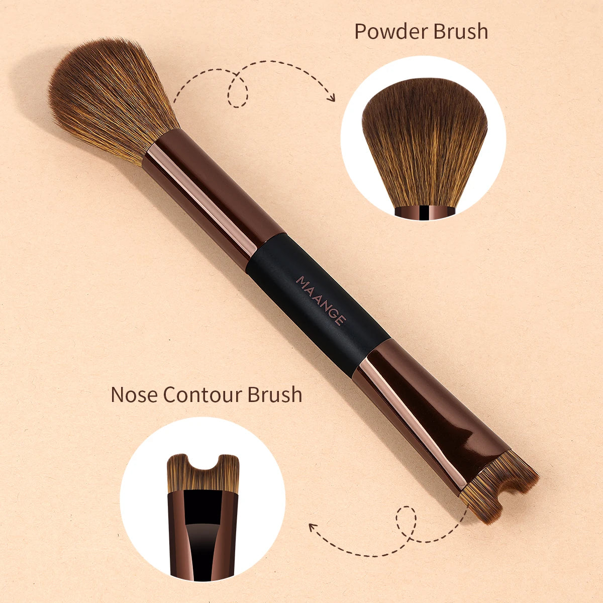 MAANGE 3pcs Foundation Makeup Brushes Ultra Thin Top Mask Brushes Nose Contour U-Shaped Brush for Double Head Nose Shadow Brush