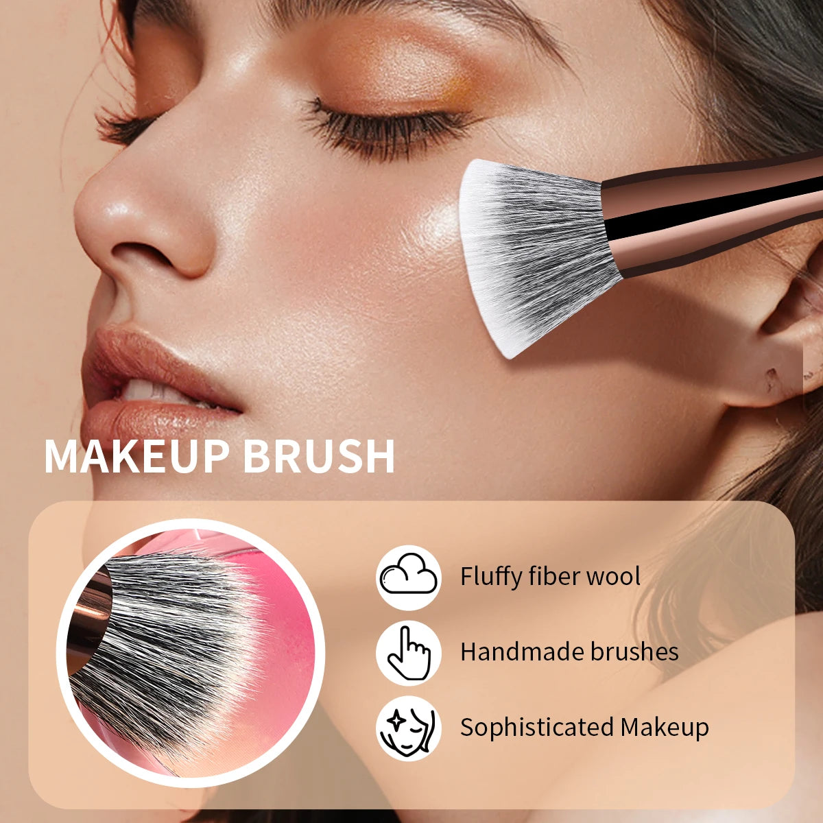 MAANGE 4 in 1 Assemble Makeup Brush Set Travel Makeup Brushes with Case Powder Brush, Foundation/Blush Brush, Eyeshadow Brush