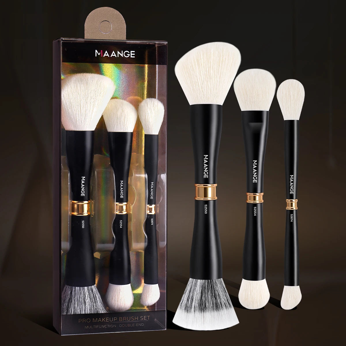 MAANGE 3pcs Dual-Head Multifunctional Makeup Brushes Sloping Foundation Concealer Brush Kabuki for Liquid Cream Blending Beauty