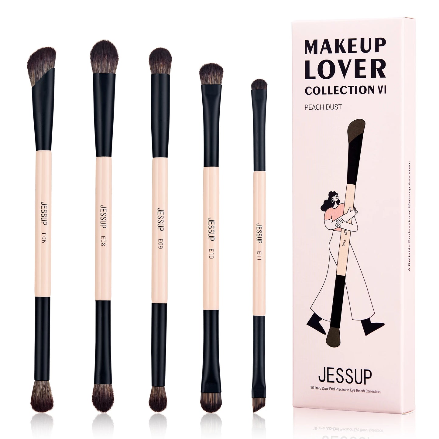 Jessup Face Makeup Brushes Set 2/3/5pcs,Double Ended Makeup Brush Foundation Contour Concealer, Cruelty -free, Bright Cyan T503