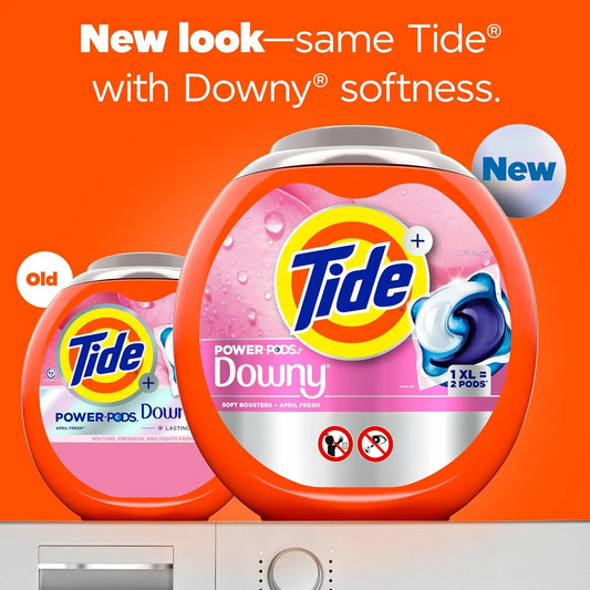 Power PODs 2-in-1 Laundry Detergent Pods with Downy Soft Boosters, Lasting Freshness with April Fresh Scent, 18/45/63 Count
