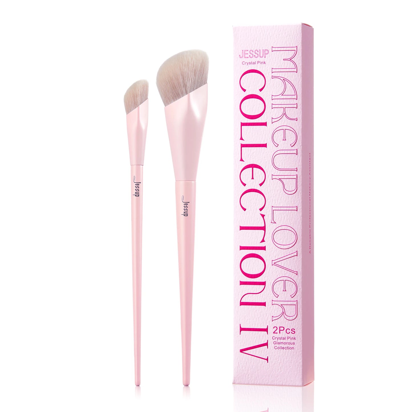 Jessup Foundation Brush and Concealer Brush, Pink Makeup Brushes Set 2Pcs Premium Synthetic Face Brushes Makeup , T497