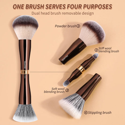 MAANGE 4 in 1 Assemble Makeup Brush Set Travel Makeup Brushes with Case Powder Brush, Foundation/Blush Brush, Eyeshadow Brush