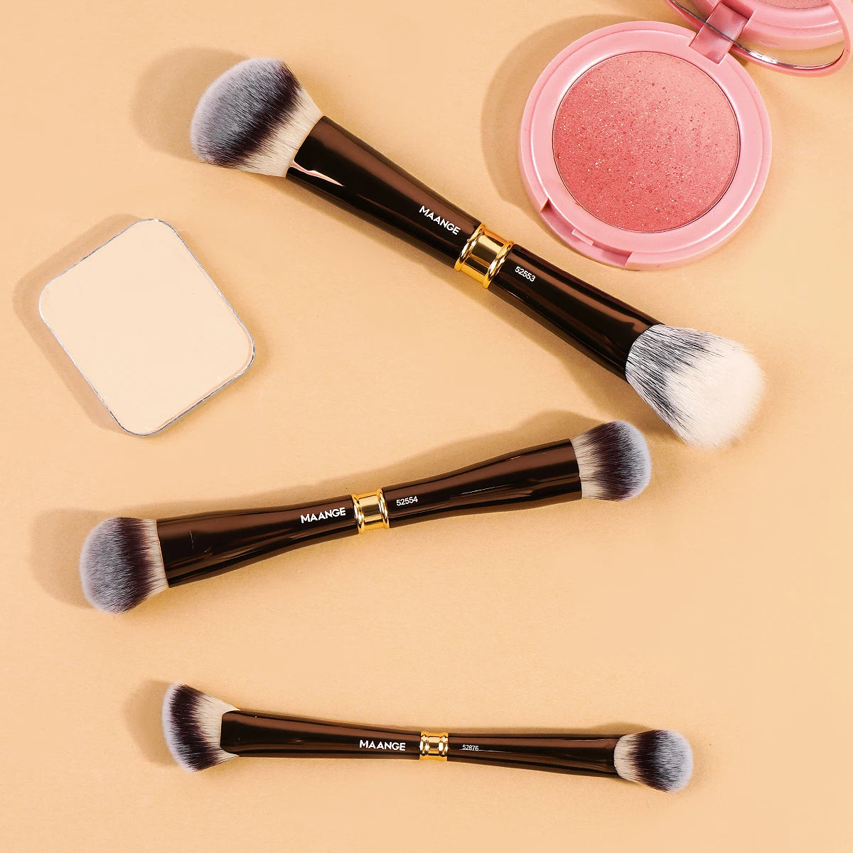 MAANGE 3pcs Dual-Head Multifunctional Makeup Brushes Sloping Foundation Concealer Brush Kabuki for Liquid Cream Blending Beauty