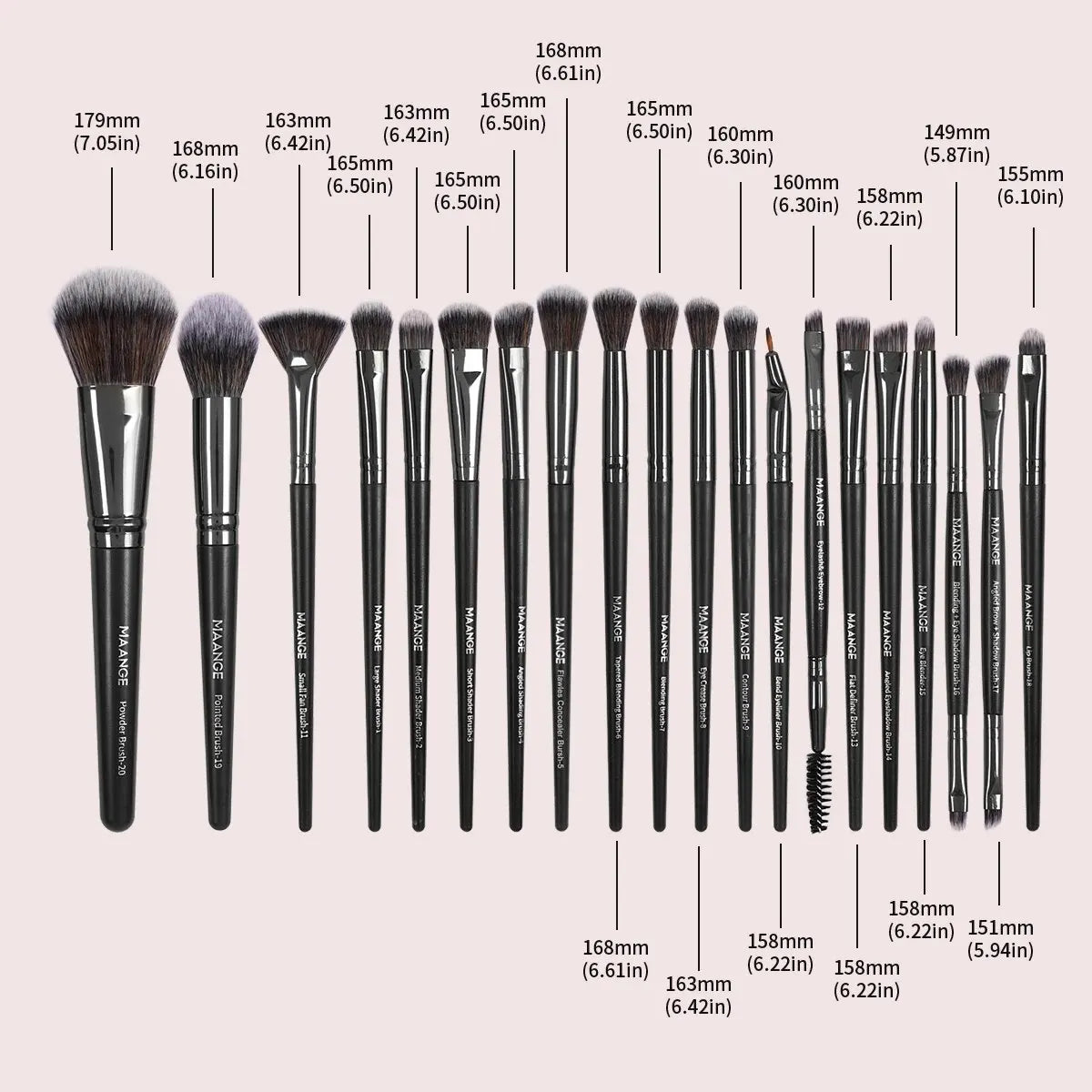 MAANGE 20Pcs Professional Makeup Brushes Set Foundation Concealer Eyeshadow Blush Brush Blending Beauty Tools with Portable Box