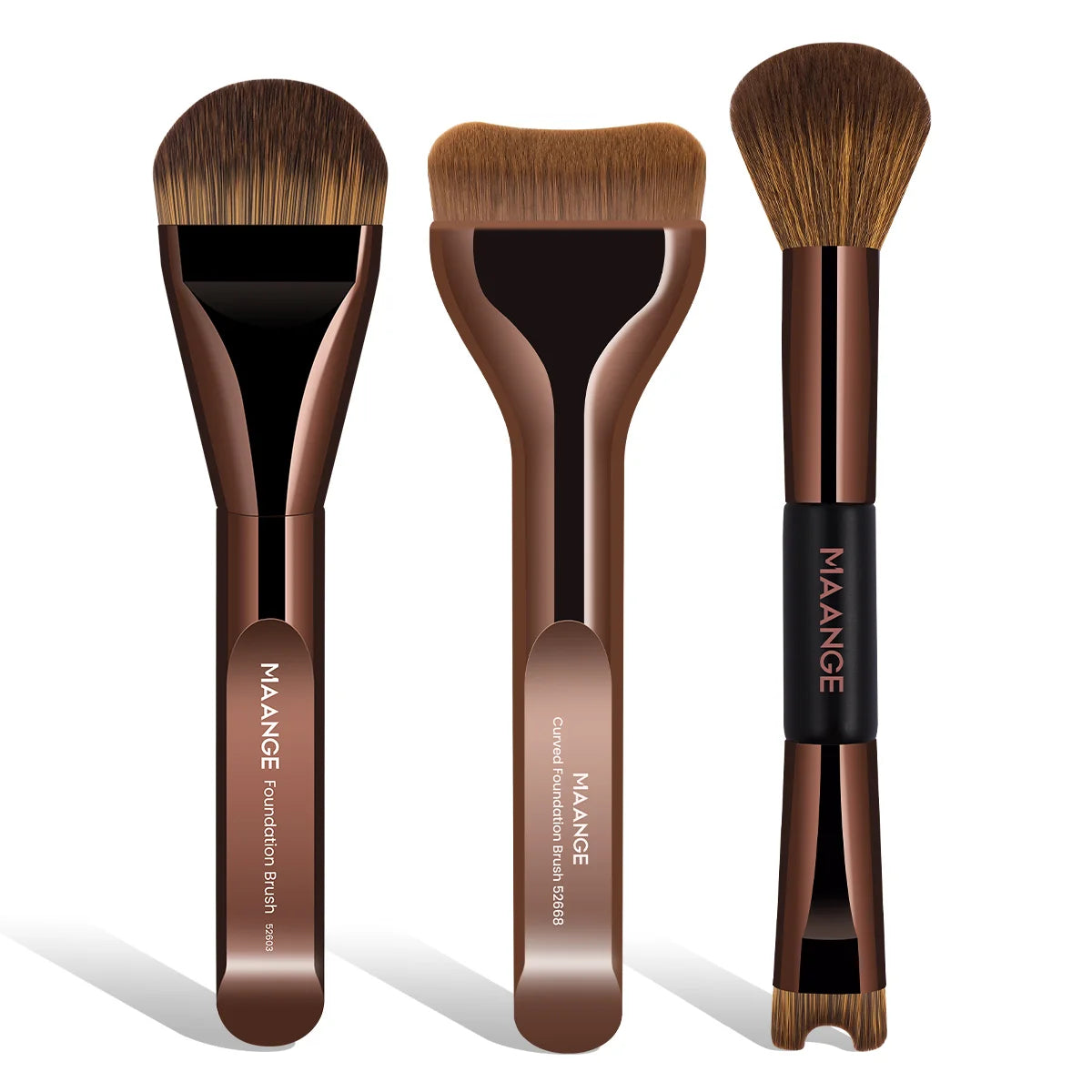 MAANGE 3pcs Foundation Makeup Brushes Ultra Thin Top Mask Brushes Nose Contour U-Shaped Brush for Double Head Nose Shadow Brush