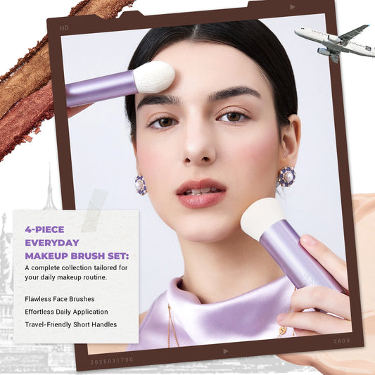 Jessup Makeup Brushes Set Face Kabuki Brush Foundation Contour Powder Complexion Blush Bronzer,Premium Synthetic, Luxury Purple