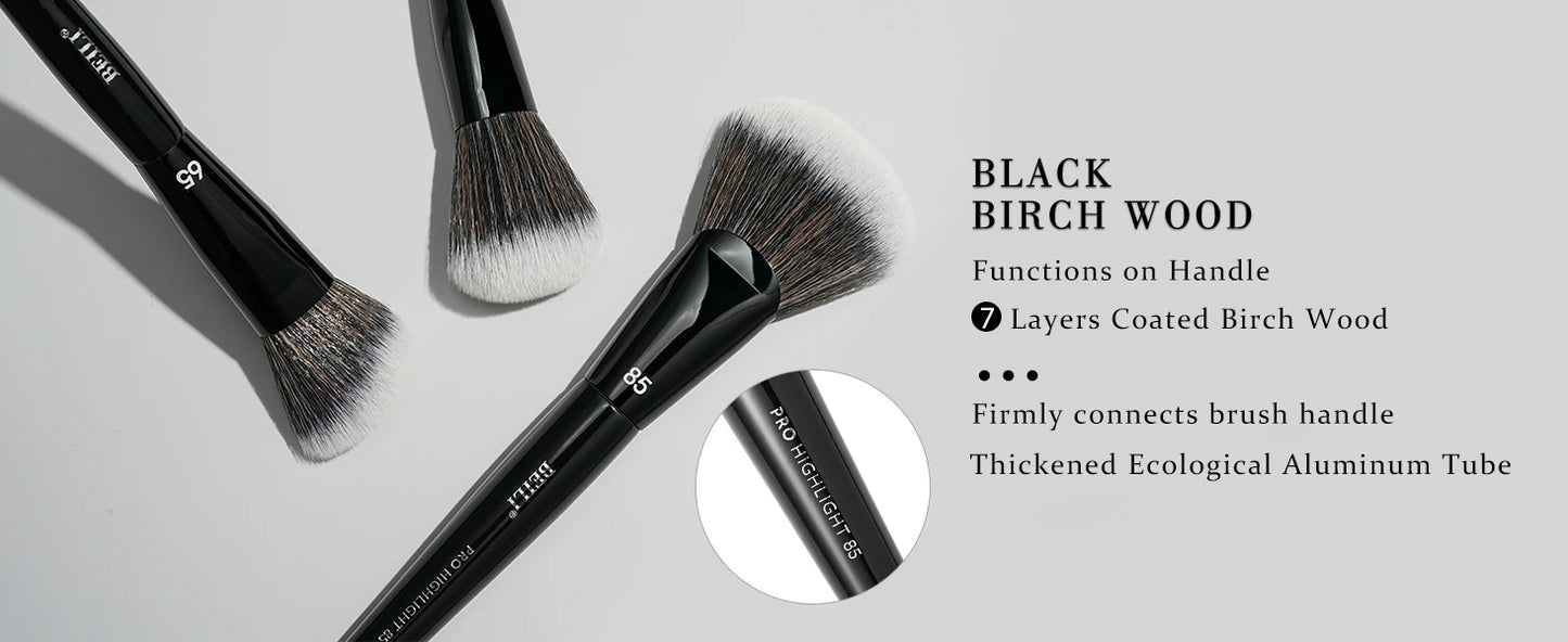 BEILI Black Makeup Brush Set 14 Pcs Vegan Pro Powder Foundation Eyeshadow Highlighter Concealer Blush Eyebrow Brushes Beauty Kit