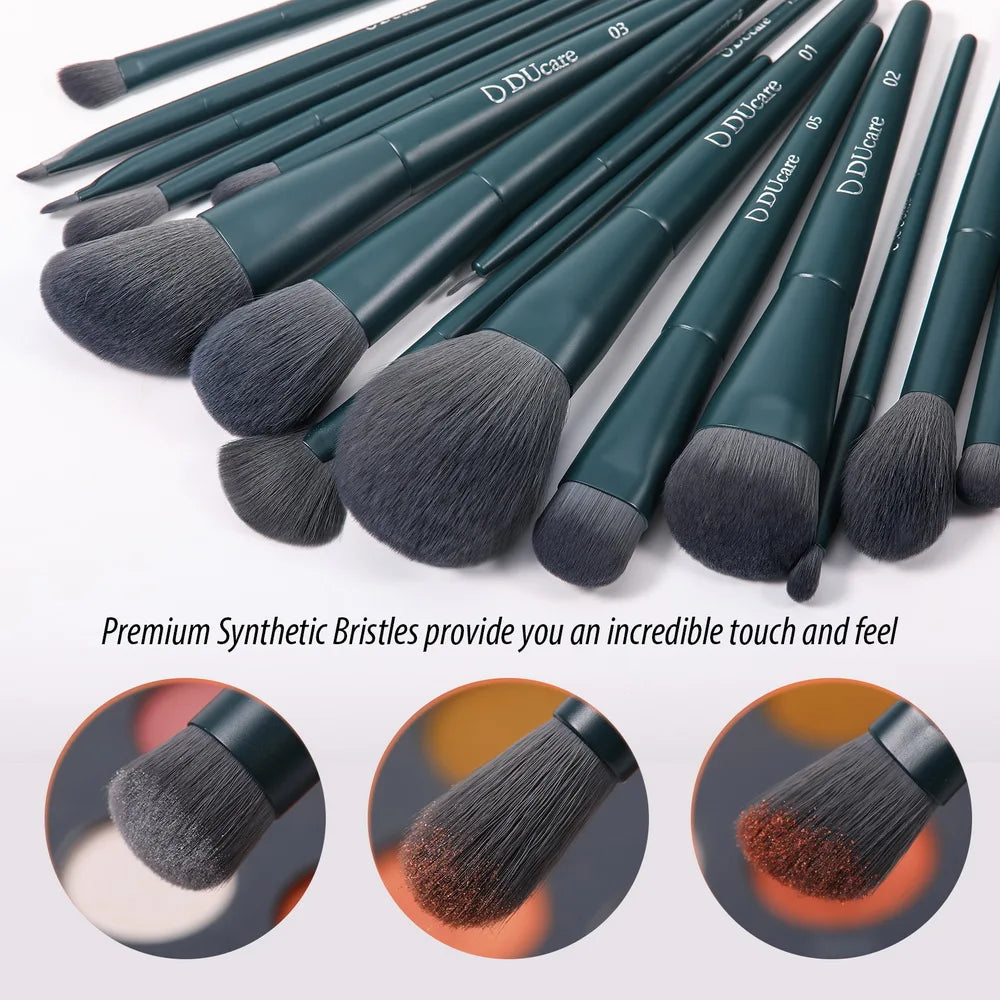 DUcare Professional Makeup Brushes kits Synthetic Hair 17Pcs with Sponge & cleaning tools Pad for Cosmetics Foundation Eyeshadow