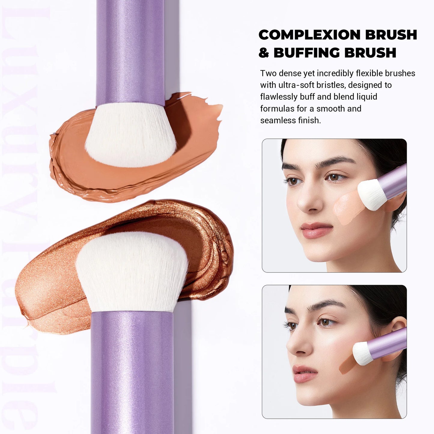 Jessup Makeup Brushes Set Face Kabuki Brush Foundation Contour Powder Complexion Blush Bronzer,Premium Synthetic, Luxury Purple