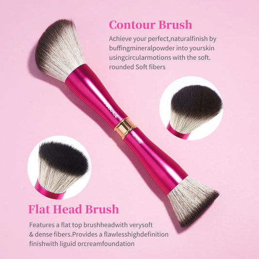 MAANGE Dual-ended Makeup Brush Flat Top Foundation Brush Angled Brush for Contour Mineral Powder Blush