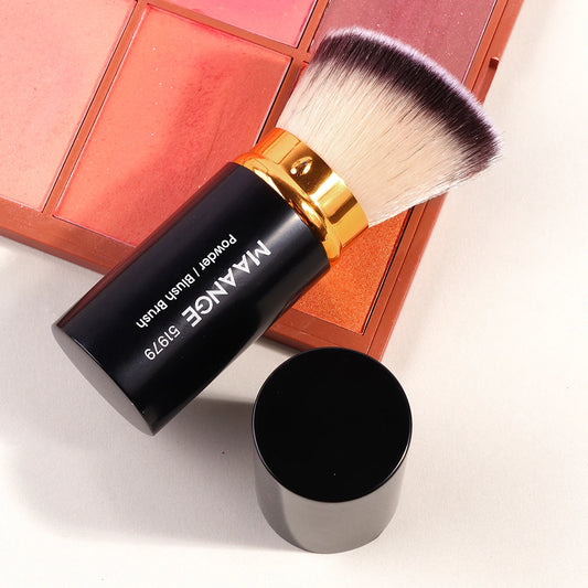 MAANGE Flat Angle Retractable Makeup Brush Kabuki Brush for Liquid, Cream, Powder, Foundation, Contouring, Blush Travel Set