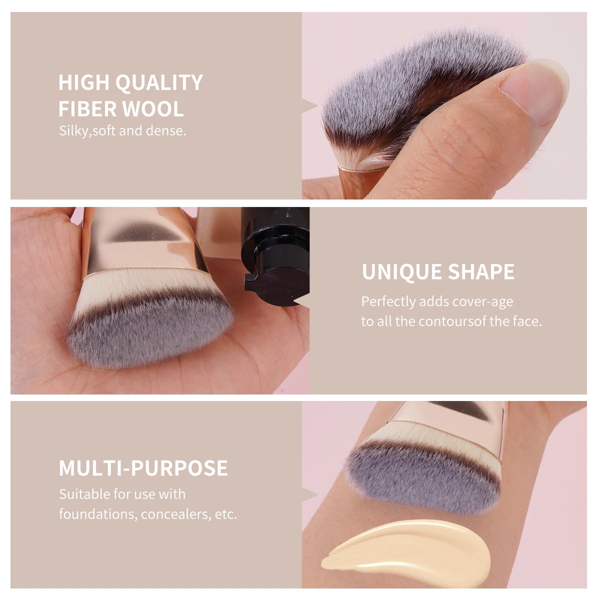 MAANGE 4pcs Main Makeup Brushes Set Flat Top Foundation Brushes Angled Contoured Brush Dense Bristle Face Makeup Tool for Beauty