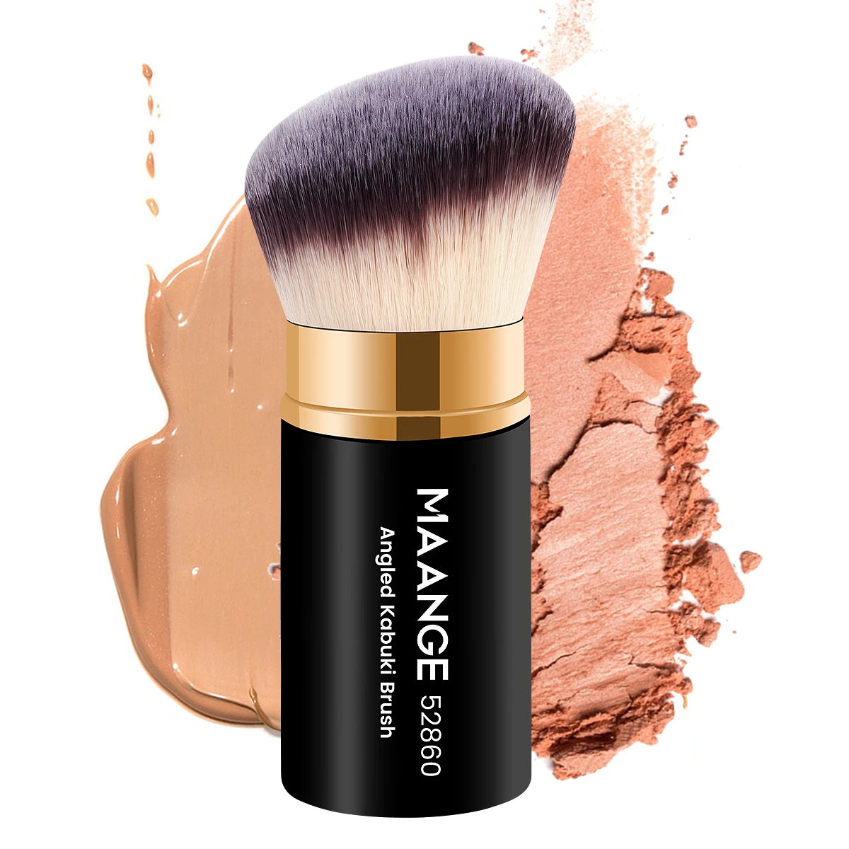 MAANGE Flat Angle Retractable Makeup Brush Kabuki Brush for Liquid, Cream, Powder, Foundation, Contouring, Blush Travel Set